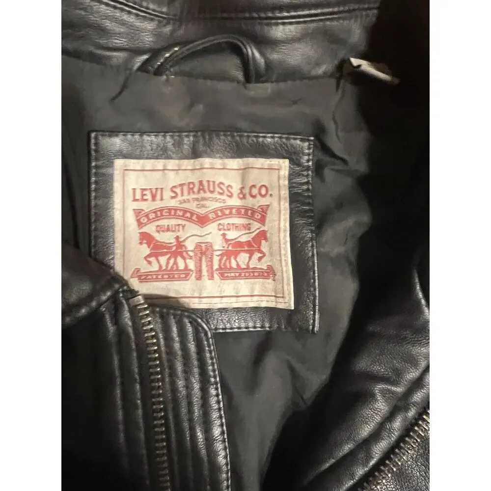 Levi’s Men’s Faux Leather Jacket Black Size Large Zip Front